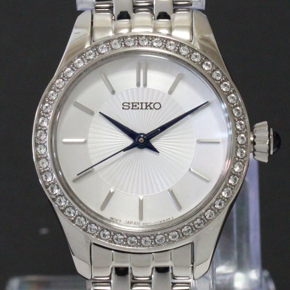 Ladies Seiko Essentials Crystal Studded Bezel Textured Dial 26mm - Picture 9 of 13